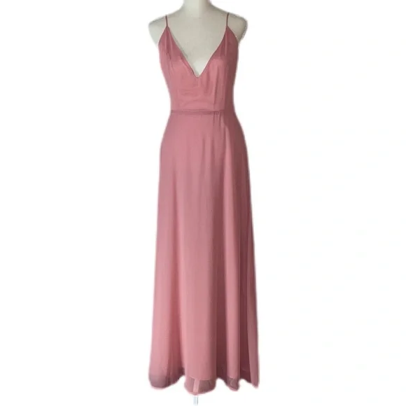 Bb Dakota Dresses | B.B Dakota Pink Chiffon V-Neck Maxi Dress | Color: Pink | Size: 6 | Lisamdiaz65'S Closet